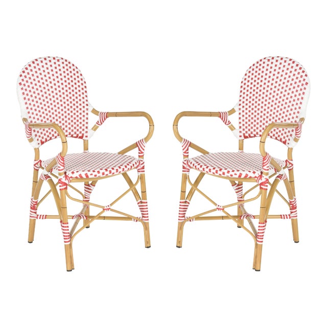 Indoor-Outdoor Stacking Armchair in Red & White - a Pair For Sale