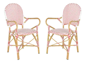 Indoor-Outdoor Stacking Armchair in Red & White - a Pair