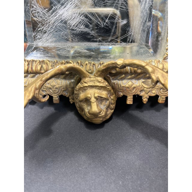 Pair of Antique Bronze Lion Head Figural Mirrored Candle Sconces For Sale - Image 4 of 8