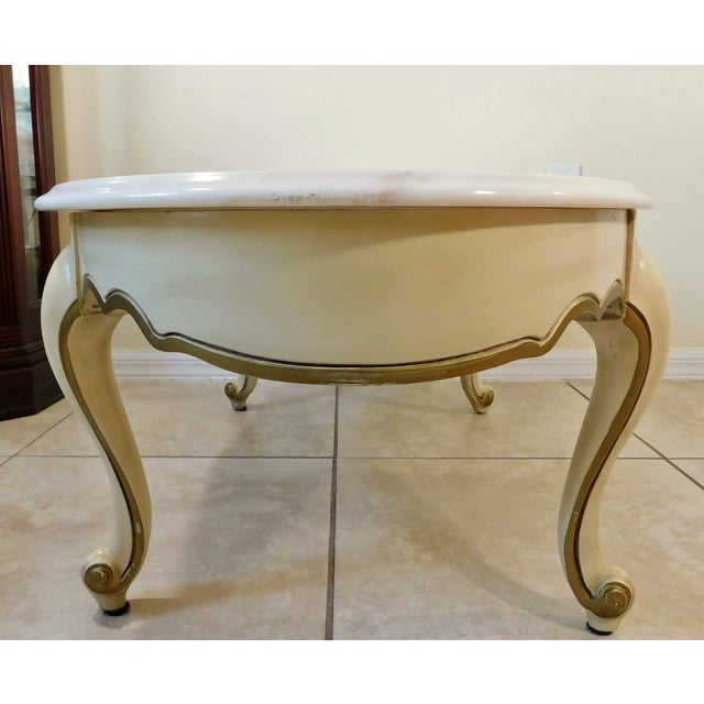 Vintage Weiman Oval French Provincial Gold & Ivory Marble Top Coffee