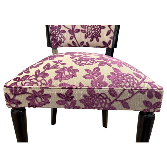 Wood Vintage Set of Six Italian Mid-Century Dining Chairs With Floral Pattern Upholstery For Sale - Image 7 of 9