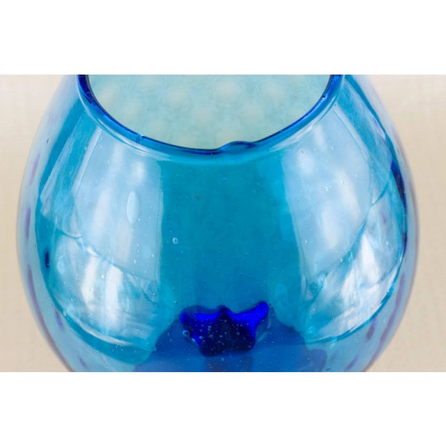 Empoli Vintage Empoli Style Blue Stemmed Glass For Sale - Image 4 of 7