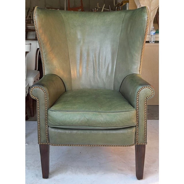 Late 20th Century 20th-C. English Style Ralph Lauren Leather Hepplewhite Wing Chair For Sale - Image 5 of 5