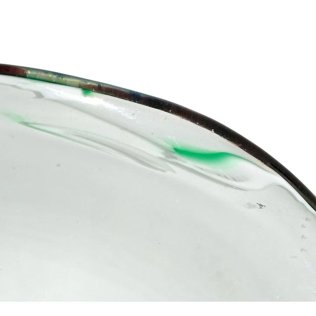 Murano Purple Green Blue Silver Leaf Millefiori Flowers Vintage Italian Art Glass Decorative Center Bowl For Sale In Orlando - Image 6 of 7