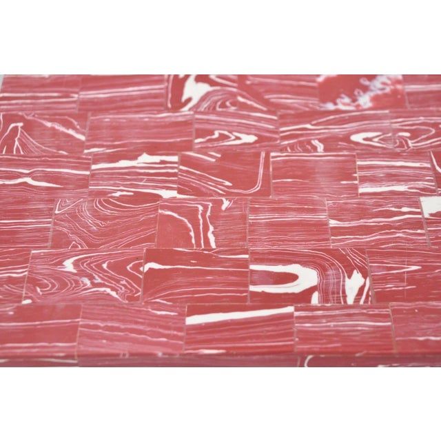 Stone Modern Lava Marble Inlay Pink Coral Covered Jewelry Trinket Box by Current Home For Sale - Image 7 of 15