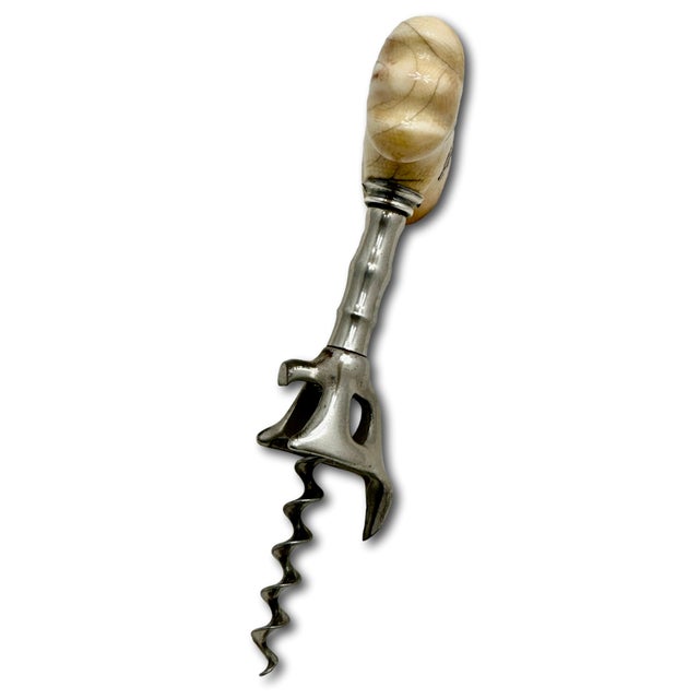 Fine & Unusual Antique American Victorian Sterling Silver Inlayon Bone Wine Corkscrew - Circa 1900 For Sale - Image 15 of 18
