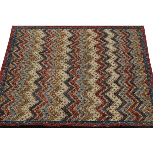 2010s 2010s Rug & Kilim’s Antique Tribal Style Rug in Red, Blue, Brown & White Patterns For Sale - Image 5 of 8