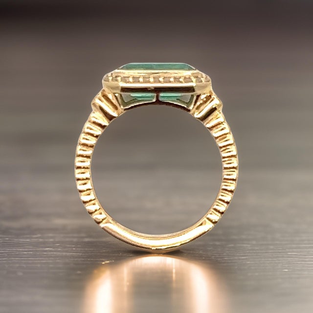 Natural Emerald and Diamond Ring 6.5 14k Y Gold 2.32 TCW Certified For Sale - Image 4 of 13