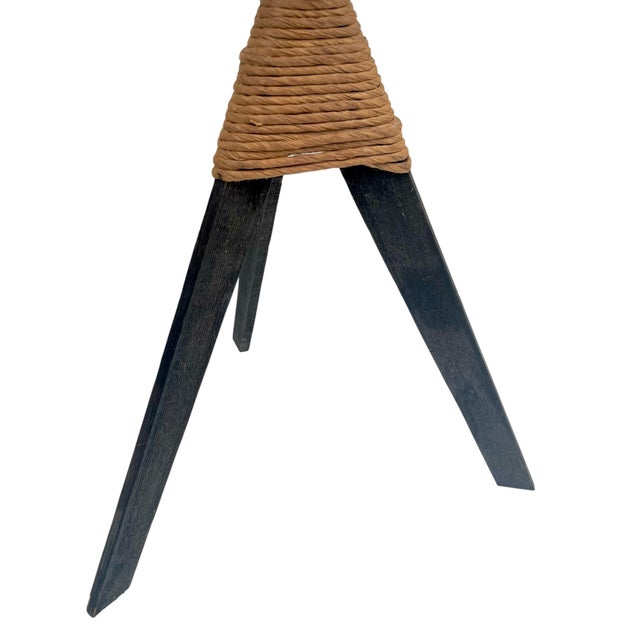 Pair Mid-Century Woven Basket Planters on Tripod Stands For Sale - Image 10 of 14