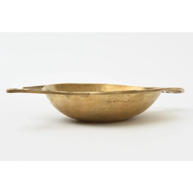 Brass Vintage Mid Century Modern Abstract Sculptural Bird Brass Bowl Hand Hammered Hand Wrought For Sale - Image 8 of 10