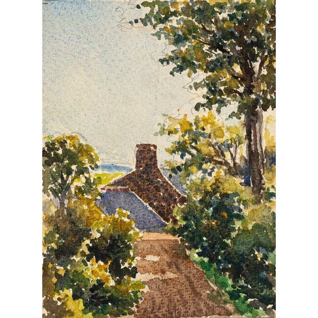 Village - Watercolor by French Master - Mid 20th Century Mid 20th Century For Sale - Image 3 of 3