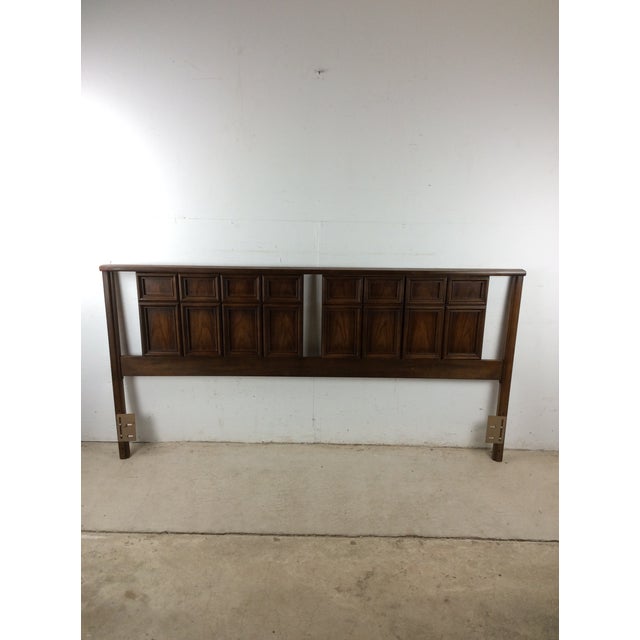 Mid Century Modern King Headboard With Beveled Square Design For Sale - Image 4 of 17