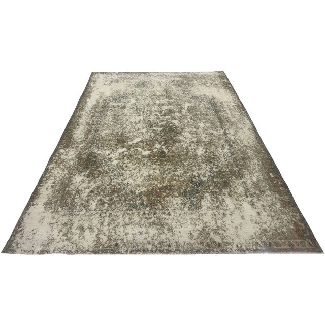 Vintage rug | Size: 280 x 197 cm | Hand-knotted and elaborately reworked | Pile shortened and dyed for a modern design |...