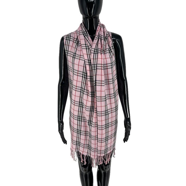 Burberry Pink Plaid 100% Cashmere Scarf | Chairish