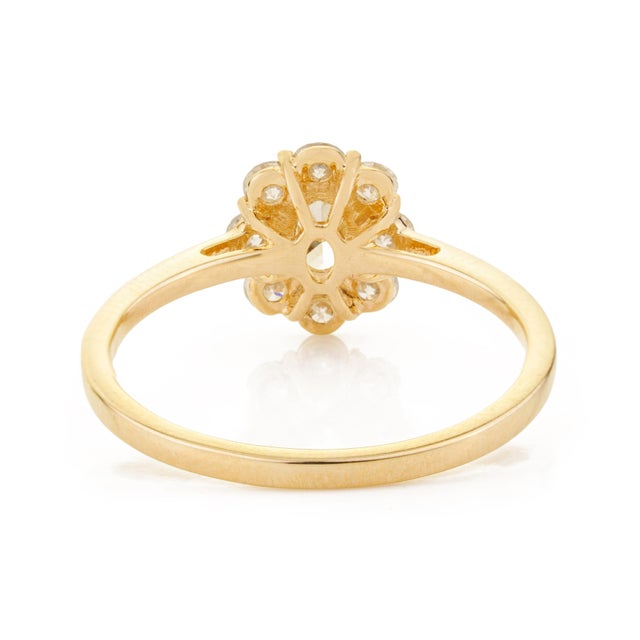 Vintage-Inspired Natural Yellow Diamond Cluster Engagement Ring 14k Gold Size 7 For Sale - Image 11 of 17