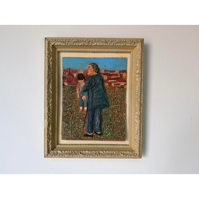 Figurative 1970’s Vintage Figurative Abstract Heavy Impasto Oil Painting on Canvas Board, Framed For Sale - Image 3 of 11