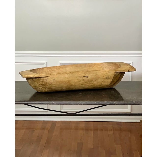 19th Century Primitive Swedish Hand-Carved Trough Style Wooden Dough Bowl For Sale - Image 4 of 12