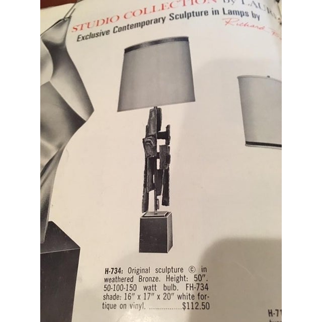 Sculptural Brutalist Bronze Table Lamp by Richard Barr for Laurel For Sale - Image 11 of 12