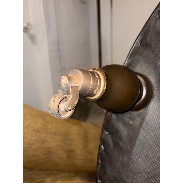 Brown Chesterfield-Style Round Chocolate Leather Ottoman-Vintage For Sale - Image 8 of 14