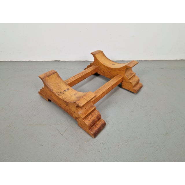 Vintage Solid oak barrel stand 1940s Period: 1940 Measurements: H 20 x 46 x 50 cm Condition: Very Good