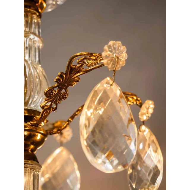 Metal Brass Chandelier with Crystal Trimmings For Sale - Image 7 of 18