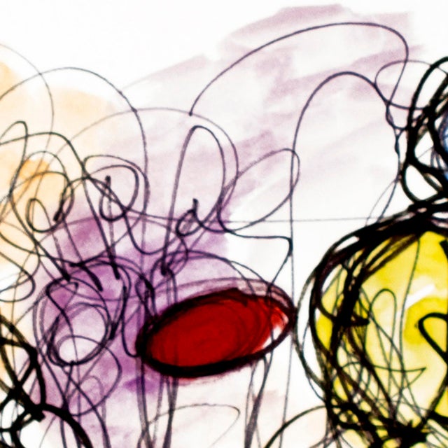 2010s That’s Me in the Middle — Playful Abstract Dance of Color, Motion & Character, Oil Markers & Acrylics on Paper 18 X 24 For Sale - Image 5 of 8