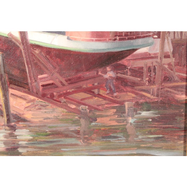 Painting of a Boat in Dry Dock by Sam Hyde Harris (1889-1977) For Sale In Los Angeles - Image 6 of 13