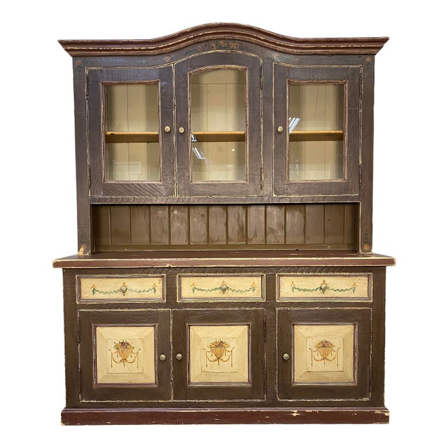 Large Antique European Country Hutch Imported For Sale