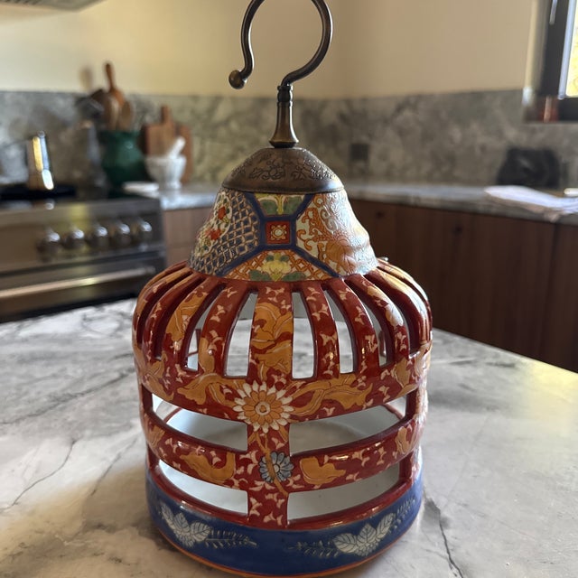 Chinese Vintage Handmade Red CeramicBirdcage Shape Display Figure For Sale - Image 4 of 9