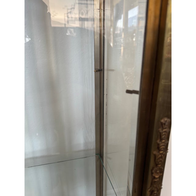 Antique French Brass & Glass Vitrine Cabinet With Onyx Marble Top, C. 1900 For Sale In San Francisco - Image 6 of 12