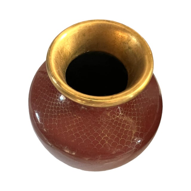 Vintage Mid20th Century Cloisonne Fish Scale Wine Red Vase Chairish