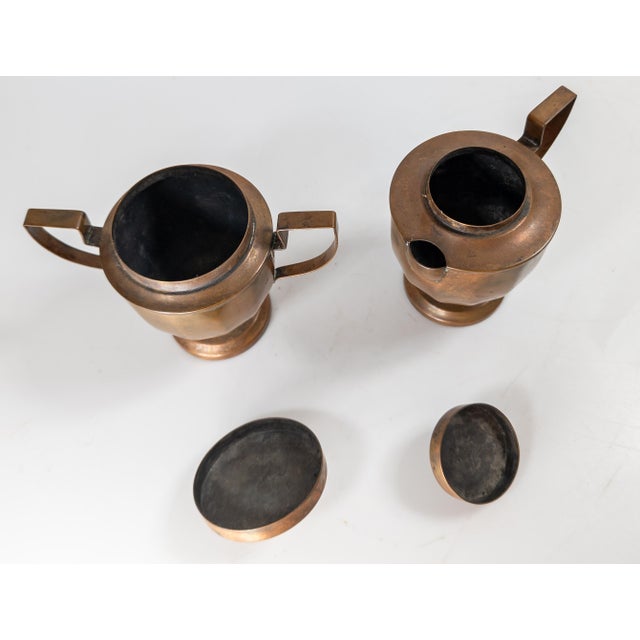 20th Century Arts and Crafts Deco Style Copper Sugar and Creamer by Joseph Heinrichs For Sale In New York - Image 6 of 13