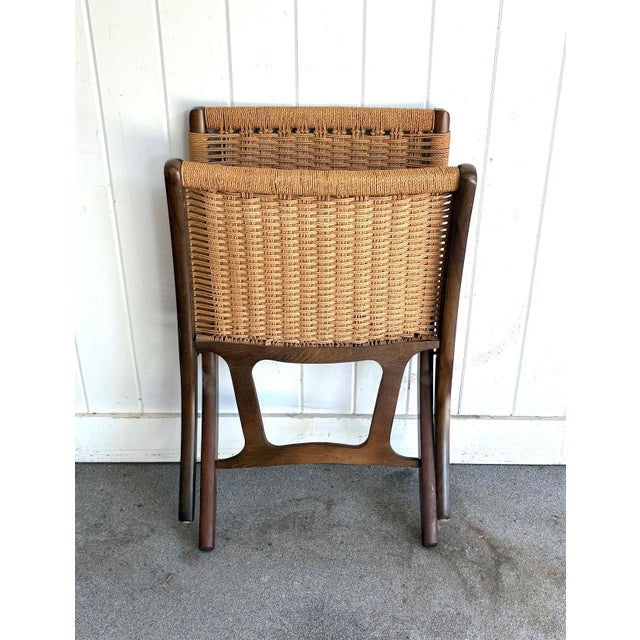 Mid-Century Modern Hans Wegner Folding Woven Rope Chair For Sale - Image 3 of 7