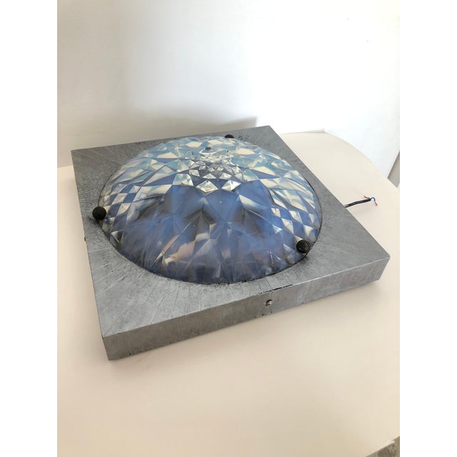 Hunnebelle French Iron Glass Flushmount LIght Fixture For Sale - Image 9 of 11