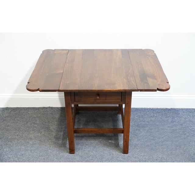 Ethan Allen Country Craftsman Solid Pine Early American Shaker Style 37" Drop Leaf Accent End Table 19-8304 - 219 Medium Brown Finish For Sale - Image 11 of 17