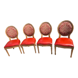 Frontgate Langston Leather Dining Round Back Side Chairs- Set of 4