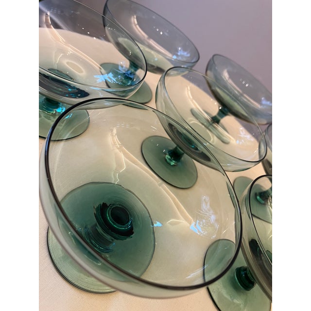 1950s Russel Wright Morgantown Glassware Set of 13 in “Seafoam” - Pinch Base Tumblers & Sherbets - 13-Piece For Sale - Image 10 of 10