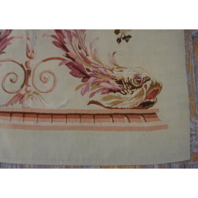 19th Century 1890s Ivory Floral Pair Antique French "Portier Rug Tapestries Textile Carpet For Sale - Image 5 of 12