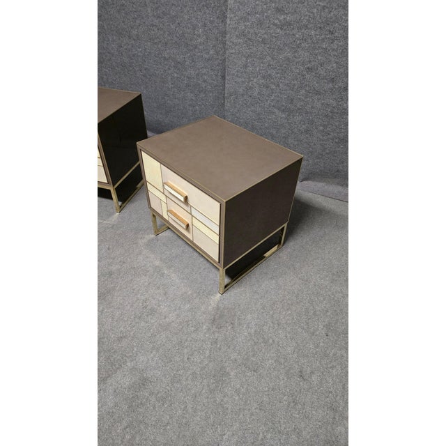 Bedside Table in Walnut and Stone-Effect Glass from Justfurnituress SRL For Sale - Image 17 of 18