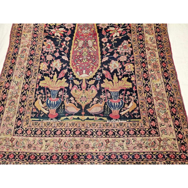 19th Century Persian Kerman Lavar Rug, Hand-Knotted Wool, Tree of Life Pattern, Navy & Ivory, 4x6 For Sale - Image 13 of 13