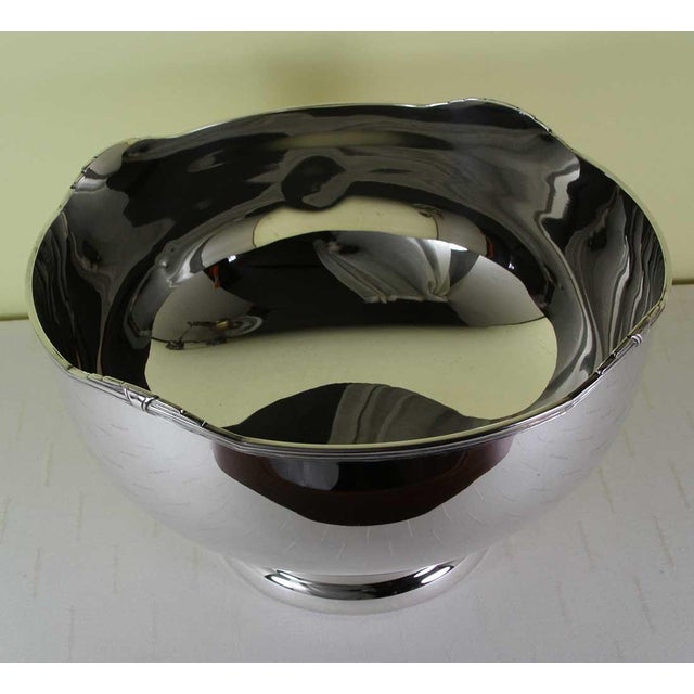 Art Deco New 1990s Tiffany Silver Punch Bowl With Jubilee Applied Border For Sale - Image 3 of 12