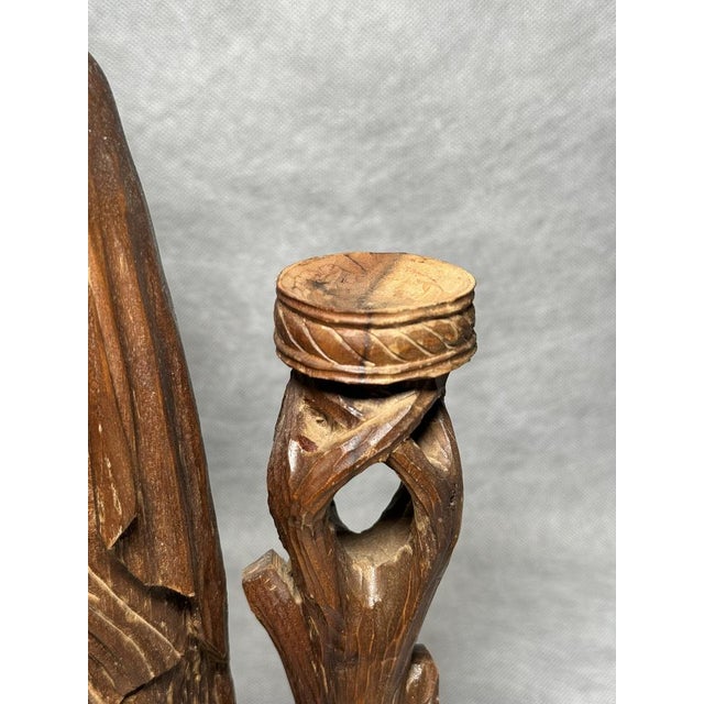 Religious Wooden Sculpture with Candle Holder, 1950s For Sale - Image 4 of 11
