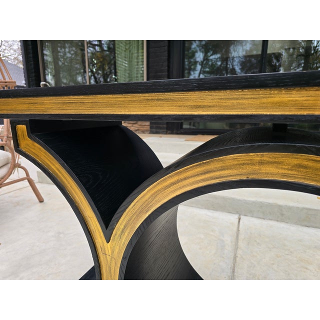 Global Views Black / Gold Console Table For Sale - Image 9 of 16