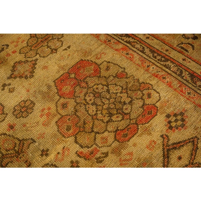 Late 19th Century 1890s Beige Field Large-Scale Geometric Knotted Wool Antique Oushak Turkish Rug For Sale - Image 5 of 8