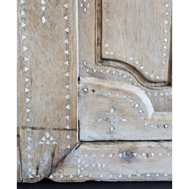 Antique India Mother of Pearl Inlaid Teak Architectural Window Frame & Shutters For Sale - Image 10 of 12