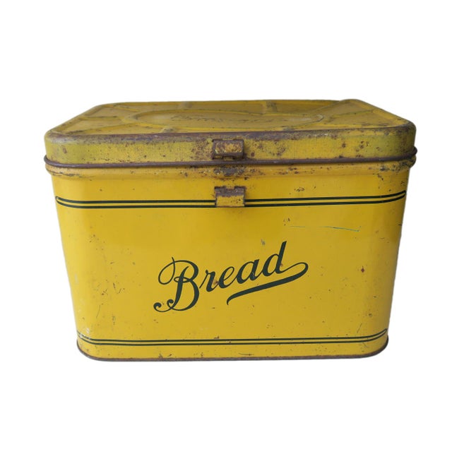 Antique Empeco Yellow Metal Bread Box Kitchen Decor Chairish
