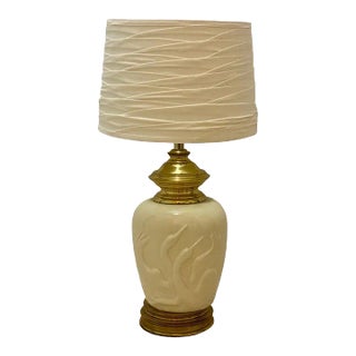 Vintage Markel Company Table Lamp With Shade Ceramic Swan Crane Birds Florida For Sale