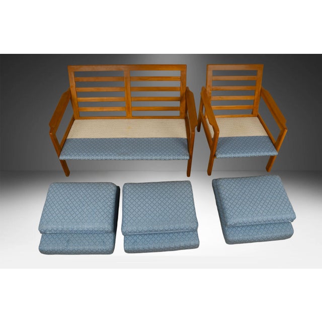 1970s 1970s Danish Modern Teak Room Set Sofa Loveseat and Pair of Armchairs For Sale - Image 5 of 12
