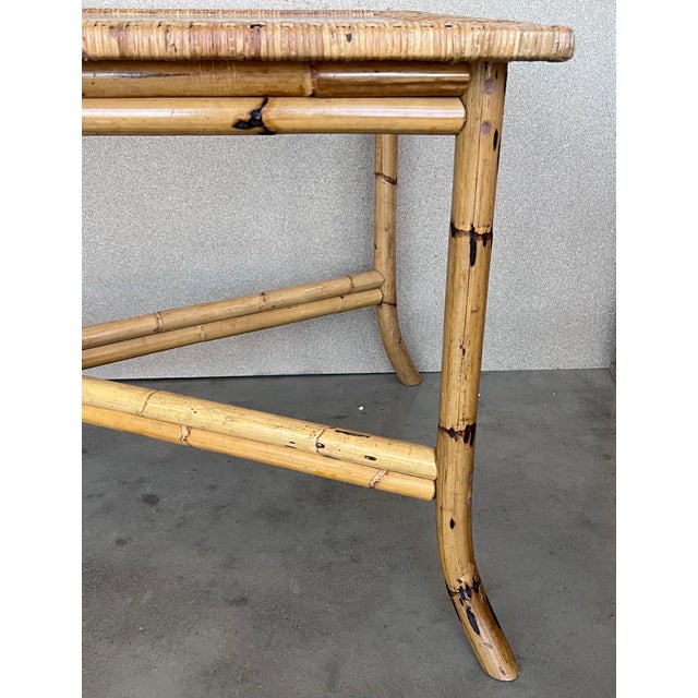 Spanish, 1980s Bamboo Glass Dining Table with Glass Tabletop For Sale - Image 12 of 18
