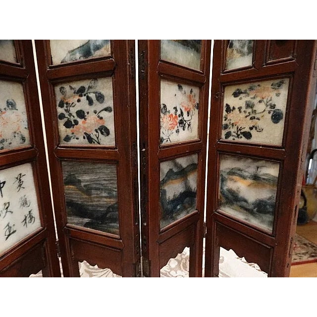 Final Markdown - Antique Tabletop 18th Century Asian 8 Panel Screen W/ Village Scenes & Landscapes For Sale - Image 9 of 14